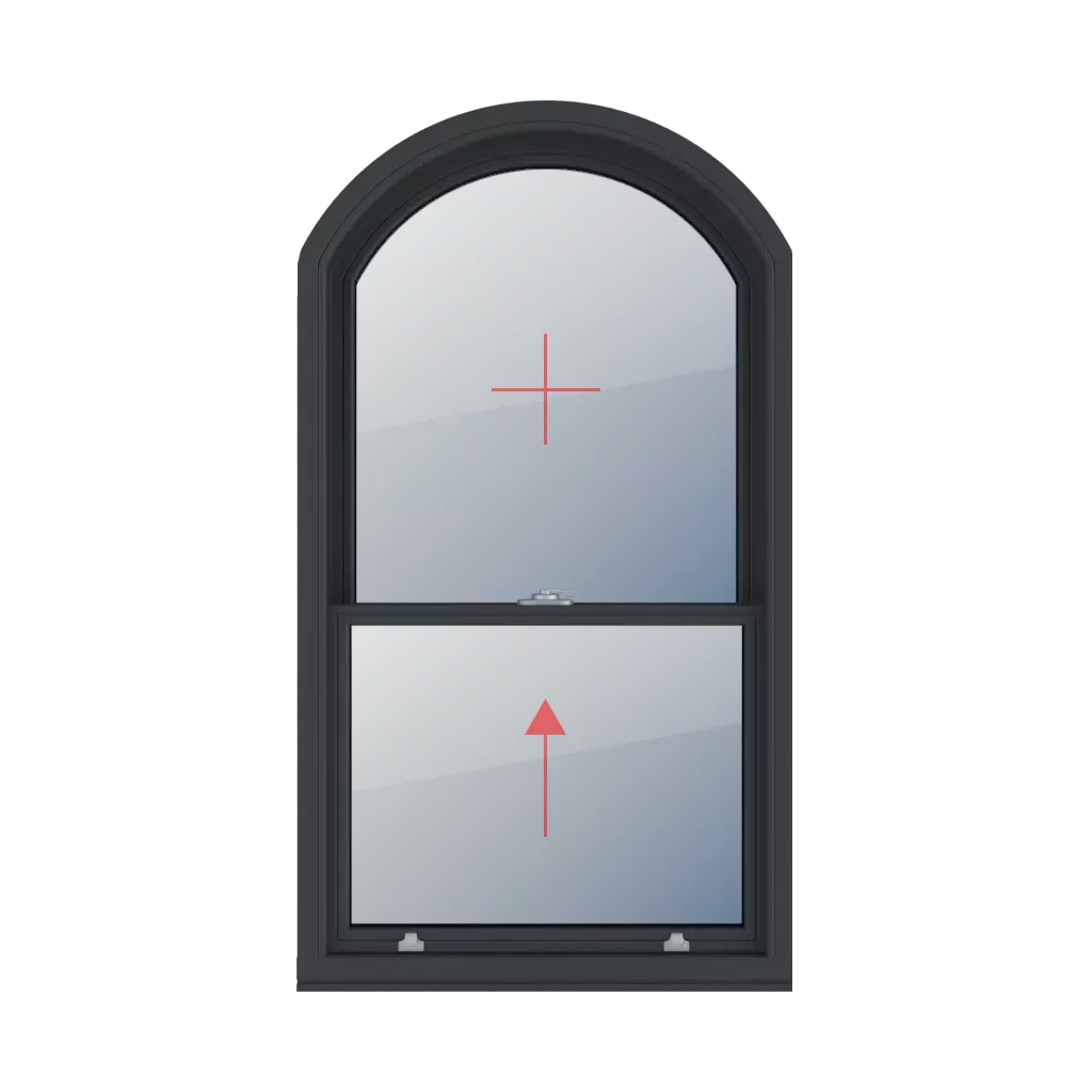 Partie supérieure fixe, partie inférieure coulissante fenetres type-de-fenetre chassis arrondi-coulissant-verticalement partie-superieure-fixe-partie-inferieure-coulissante 